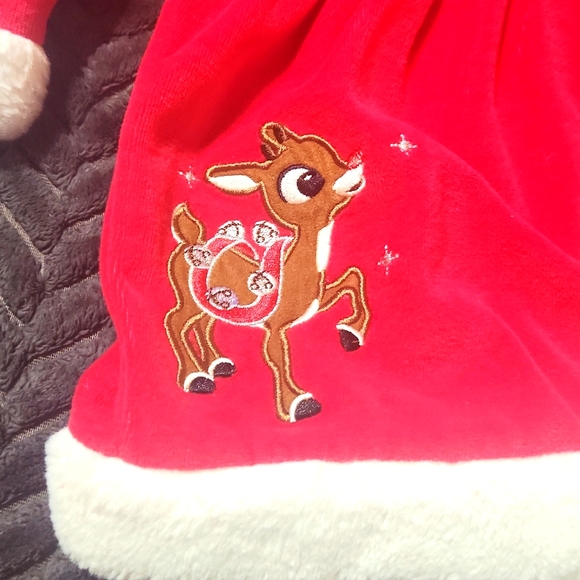 Rudolph Red Nose Reindeer 12 month dress with strip tights 🦌 - Picture 3 of 4